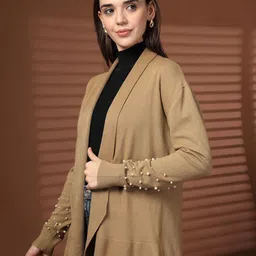 Juelle V-Neck Embellished Open Front Wool Shrug image 2