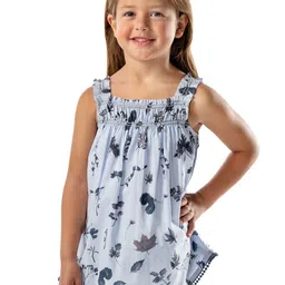 Cherry Crumble Girls Floral Printed Square Neck Cotton A-Line Top-55