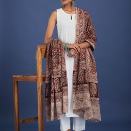Taavi Hand Block Printed Kalamkari Cotton Dupatta-picture-40