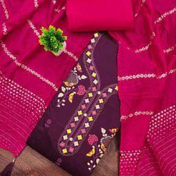 Panzora Women Embroidered Mukaish Unstitched Dress Material-image-57
