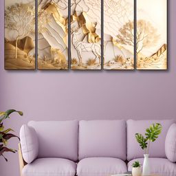 Myntra Elegant Homes Beige & Brown 5 Piece Synthetic Wood Other Wall Paintings-image-30