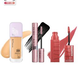 Maybelline Set of Superstay Vinyl Ink Lipstick + Lumi-Matte Foundation + Sky High Mascara-image-23