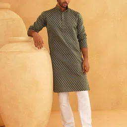SOJANYA Men Regular Thread Work Kurta with Churidar-picture-7
