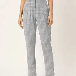 Zastraa Women Striped Smart Slim Fit High-Rise Trousers-image-72