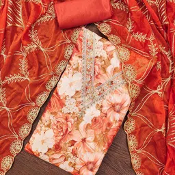 DIVASTRI Floral Printed Beads & Stones Unstitched Dress Material-image-74