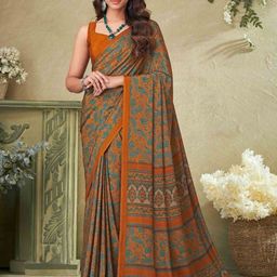 Reboot Fashions Floral Printed Pure Crepe Saree-image-81