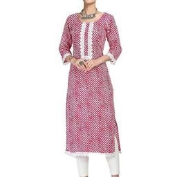 SINSINI Leheriya Printed Pure Cotton Straight Kurta-image-24