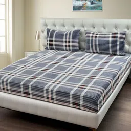 MORADO Grey Melange & White Geometric 210 TC Single Bedsheet Set 91 cm x 182 cm-image-71