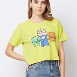 SPYKAR Women Graphic Printed Round Neck Cotton Boxy T-shirt-image-56