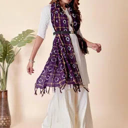 EBADAT Printed Violet Cotton Dupatta image 5