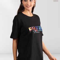 NEYSA Women Typography 2 Printed Applique T-shirt-image-96