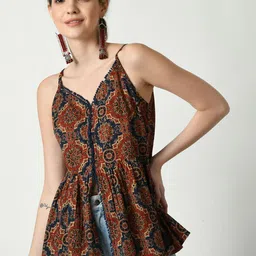 DressBerry Women Ethnic Motifs Printed Cotton Peplum Top-image-45