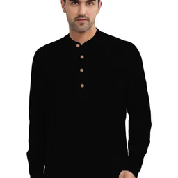 EdinWolf Band Collar Roll-Up Sleeves Slim Fit Short Kurta-image-56