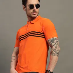 TIMBER HITCH Striped Short Sleeves Polo Collar Cotton T-shirt-picture-2