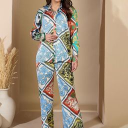 ZUMMER Floral Printed Shirt With Trousers Co-Ords-image-119