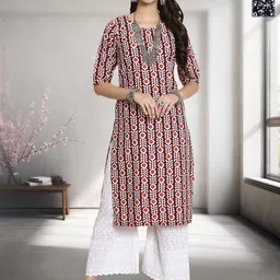 HERE&NOW Selection Of 2 Geometric Printed Round Neck Straight Kurtas-17