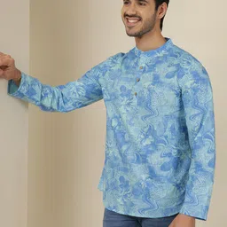 Anouk Rustic Floral Printed Mandarin Colllar Cotton Straight Kurta-image-94