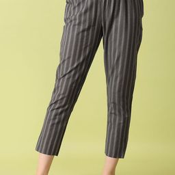 V-Mart Women Striped Mid-Rise Regular Fit Chinos Trousers-image-67