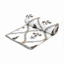 Comfowell White & Grey Floral AC Room 210 GSM Double Bed Dohar-image-53