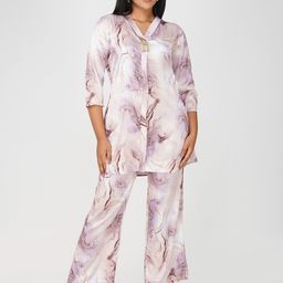 Bindigasm Printed V-Neck Three-Quarter Sleeves Pure Silk Top With Palazzo-picture-3