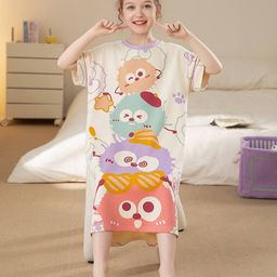 INCLUD Girls Graphic Printed T-shirt Nightdress-image-68