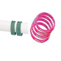 SOMIL Combo of 2 Pink & Blue Colored Ethnic Handcrafted Traditional Bangles-picture-27