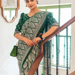 KALINI Floral Silk Blend Dabu Saree-image-64