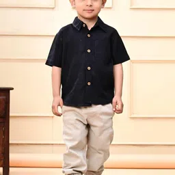 DMP EXPORT Boys Solid Black Regular Fit Casual Shirt-picture-23