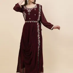 TS LIFESTYLE Floral Embroidered A-Line Maxi Dress-image-30