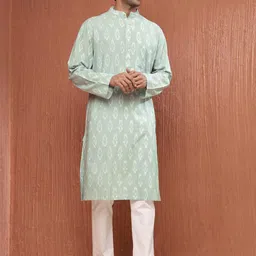 Fabindia Abtract Printed Pure Cotton Mandarin Collar Straight Kurta-image-32