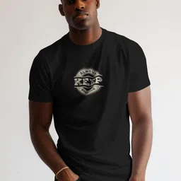 OUTLAWS Typography Printed Round Neck Pure Cotton T-shirt-image-95
