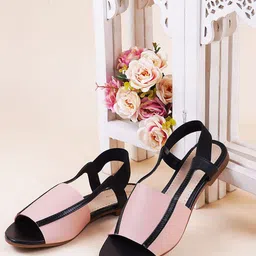 TRYME Women Ethnic Open Toe Flats with Buckles-15