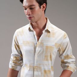 HIGHLANDER Men Comfort Slim Fit Cutaway Collar Printed Casual Shirt-image-84
