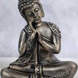 Afterstitch Grey Buddha Idol Showpiece-image-35