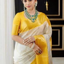 CaniBani Woven Design Zari Silk Blend Banarasi Saree-picture-19