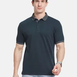 Octave Men Solid Polo Collar Cotton Slim Fit T-shirt-image-68