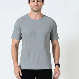 OWL MINK Men Round Neck Solid T-shirt-image-89