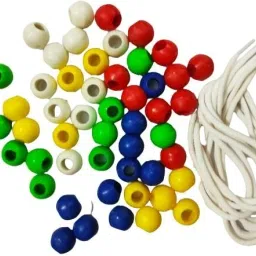 dgcrayons 50 Pieces Large Size Plastic Counting Beads -Counting Toys with 4 Laces for Kids image 3