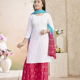 BAESD Girls Woven Design Woven Design Round Neck Cotton Kurta-picture-39
