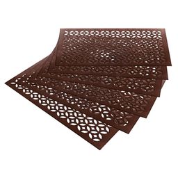 Kuber Industries 6-Pcs Brown Arccircle Design Rectangle Anti-Slip Table Placemats-4