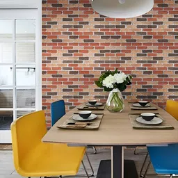 INDIAN ROYALS Red & Brown Printed Brick Home Dcor Waterproof Wallpaper-25