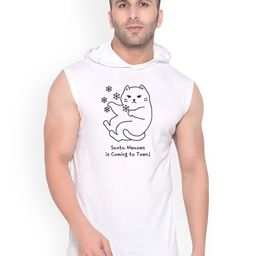 FABSTIEVE Santa Measows Printed Cotton Hooded Neck Gym-Vest-image-1