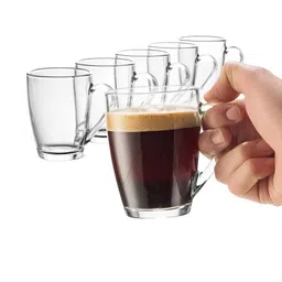 Dakshayanii Glass Tea Cup, Set of 6 / Crystal Clear Toughened Glass Tea Cup-image-6