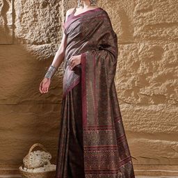 Anouk Ajrak Block Silk Blend Block Print Saree image 3