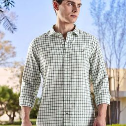 Nautica Men Checked Spread Collar Casual Shirt-image-92