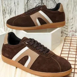 NICO NERINI Men Solid Round Toe Lace-Ups Leather Sneakers-42