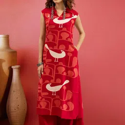 Sangria Women Abstract Printed Pure Cotton Kurta with Palazzo-picture-9