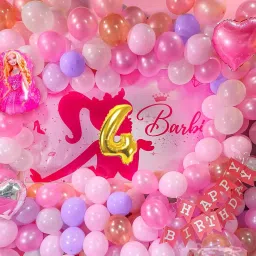 Printed Barbie Theme 4th Birthday DIY Decoration Item Kit For Girls Balloon-image-18