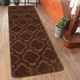 saral home Brown Abstract Microfibre Hand Woven 72x24 Inches Bed Side Runners-picture-10