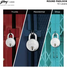 godrej locks Godrej Round Padlock 10 Levers with 3 Keys - Pack of 2 Padlock image 3